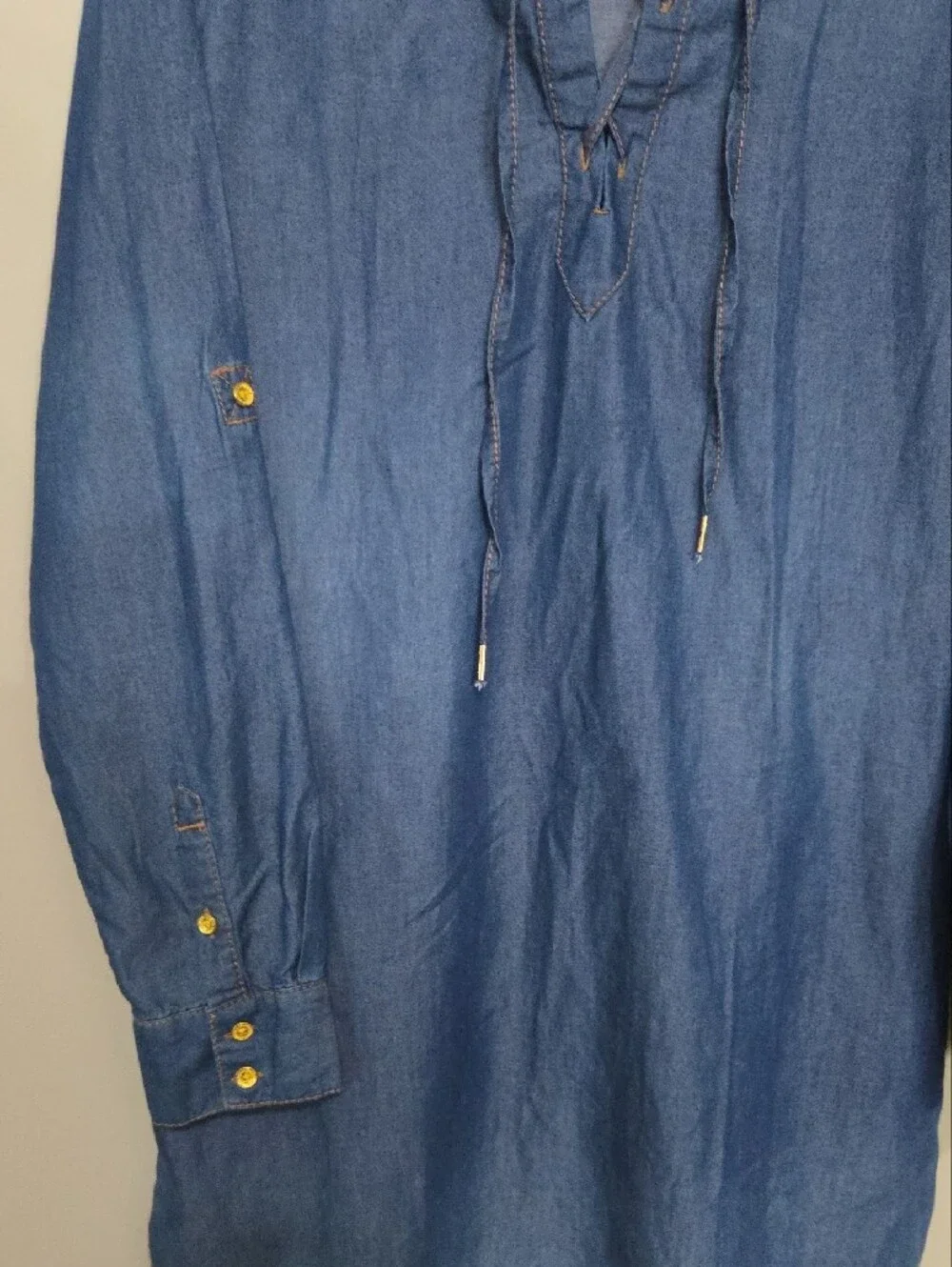 True Religion Women's Blue Lace-Up Denim Dress Western